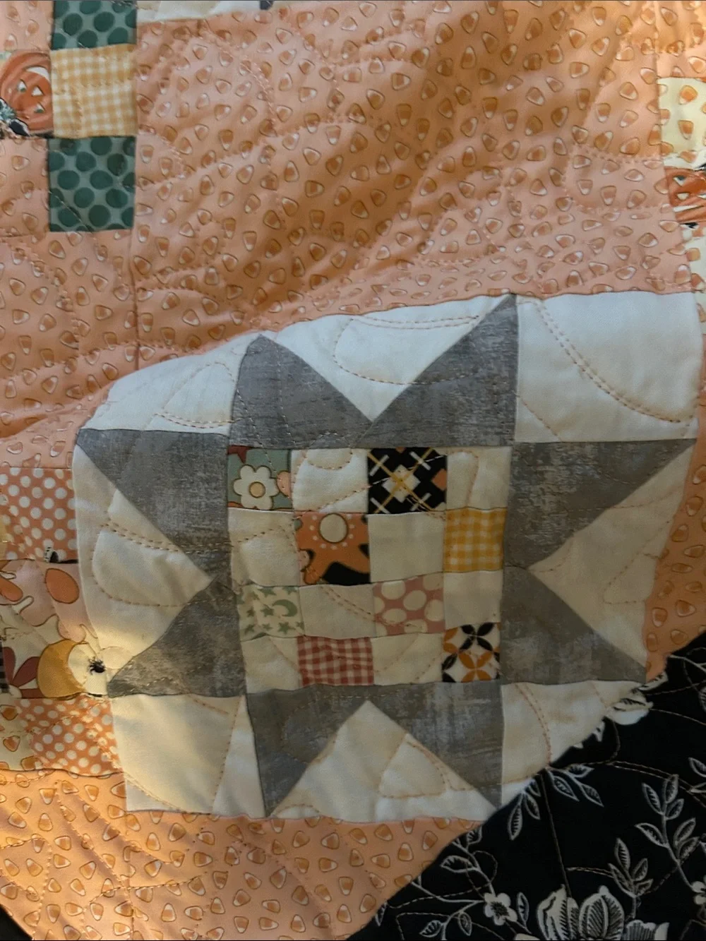 ONE OF A KIND -HANDCRAFTED Quilt CandyCorn Motif